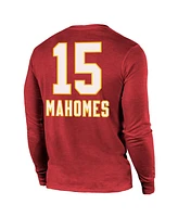 Majestic Men's Patrick Mahomes Red Kansas City Chiefs Super Bowl Lix Player Name Number Tri-Blend Long Sleeve T-Shirt