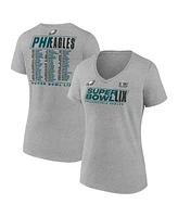 Fanatics Women's Heather Gray Philadelphia Eagles Super Bowl Lix Roster V-Neck T-Shirt