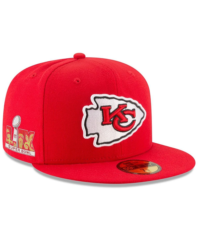 New Era Men's Red Kansas City Chiefs Super Bowl Lix Side Patch 59FIFTY Fitted Hat