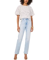 Vince Camuto Women's Printed Crewneck Puff-Sleeve Top