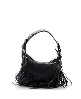 Pre-Owned Versace Mini Repeat Hobo Fringed Leather