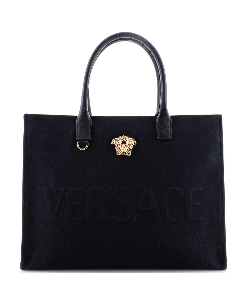 Pre-Owned Versace Large La Medusa Tote Embossed Canvas