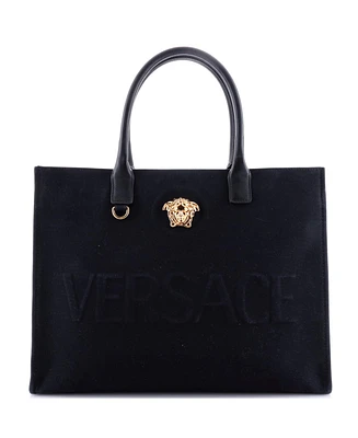 Pre-Owned Versace Large La Medusa Tote Embossed Canvas