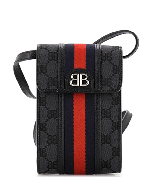 Pre-Owned Balenciaga x Gucci The Hacker Project Web Phone Bag Bb Coated Canvas