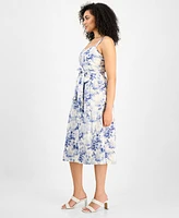 julia jordan Women's Cotton Floral-Print Midi Dress