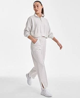 Ideology Womens Quarter Zip Pullover Top Split Hem Sweatpants Exclusively At Macys