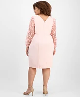 Connected Plus Floral-Applique Sheath Dress