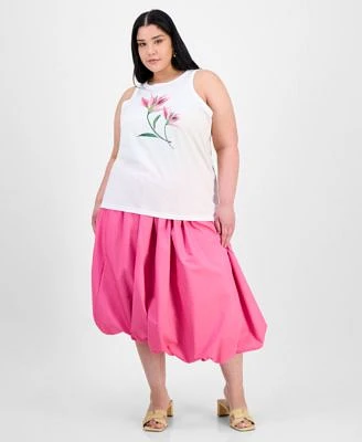 On 34th Trendy Plus Size Lily Graphic Print Tank Top Bubble Hem Midi Skirt Exclusively At Macys