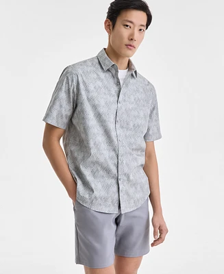 Alfani Men's Tomo Short Sleeve Geo Print Button-Front Shirt, Exclusively at Macy's