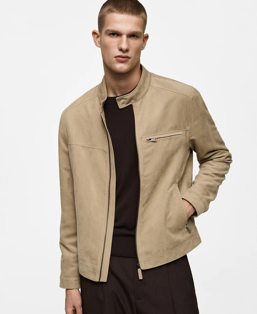 Mango Men's Faux-Suede Biker Jacket