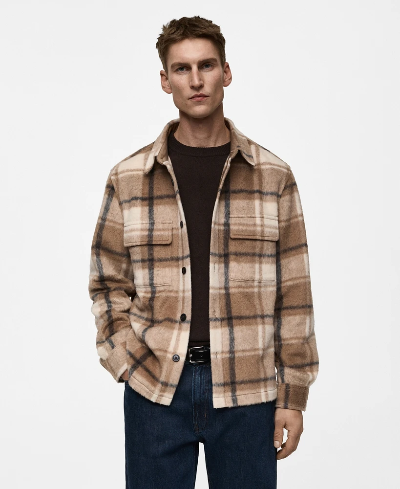 Mango Men's Checkered Flannel Overshirt