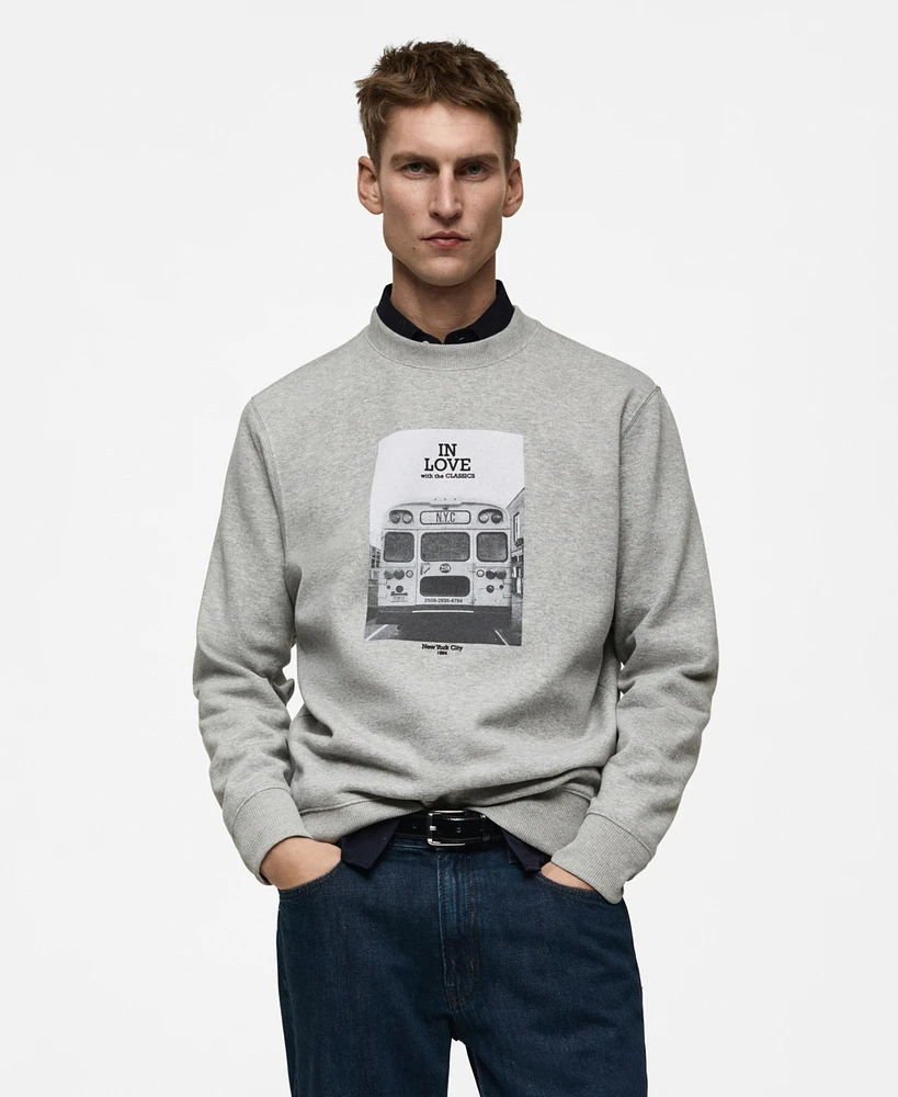 Mango Men's Graphic-Print Cotton Sweatshirt