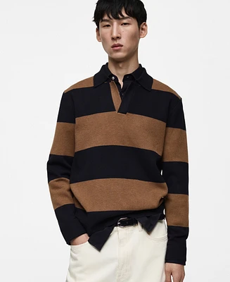 Mango Men's Slim-Fit Striped Polo Sweater
