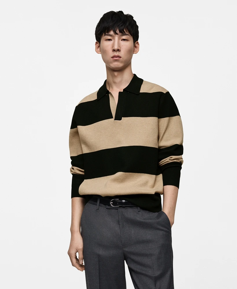 Mango Men's Slim-Fit Striped Polo Sweater