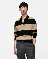 Mango Men's Slim-Fit Striped Polo Sweater