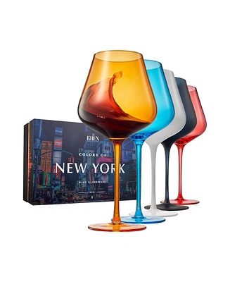 The Wine Savant Colors of New York City Wine Glasses, Set of 5