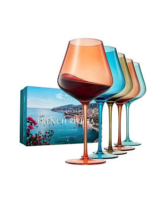 The Wine Savant Colors of French Riviera Coastline Wine Glasses, Set of 5