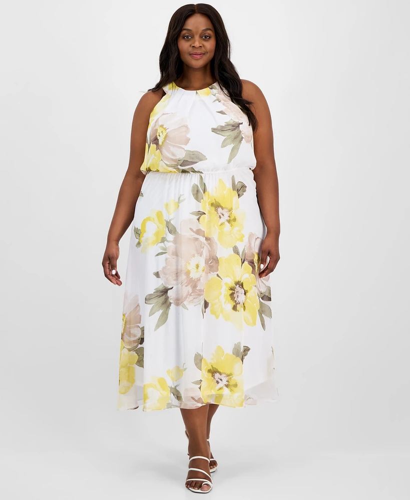 Robbie Bee Plus Printed U-Neck Sleeveless Dress