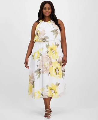 Robbie Bee Plus Printed U-Neck Sleeveless Dress