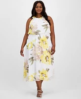 Robbie Bee Plus Printed U-Neck Sleeveless Dress
