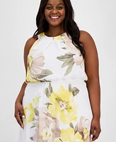 Robbie Bee Plus Printed U-Neck Sleeveless Dress