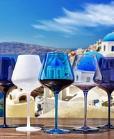 The Wine Savant Colors of Santorini Greece Wine Glasses, Set of 5