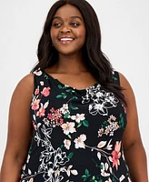 Robbie Bee Plus Printed Cowl-Neck Midi Dress