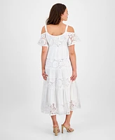Robbie Bee Petite Lace Cold-Shoulder Flutter-Sleeve Dress