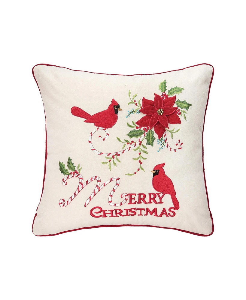 Cardinal Cane 16" x 16" Embroidered Throw Pillow