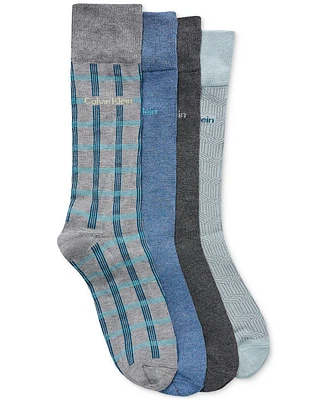 Calvin Klein Men's Flat Knit Dress Crew Socks, 4-pack
