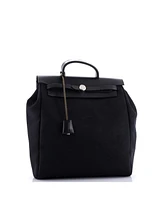 Pre-Owned HERMES Herbag A Dos Zip Backpack Toile and Leather