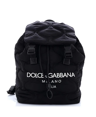 Pre-Owned Dolce & Gabbana Palermo Logo Backpack Quilted Printed Neoprene