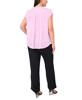 Vince Camuto Plus V-Neck Flutter-Sleeve Blouse