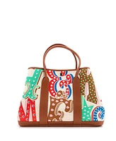Pre-Owned HERMES 36 Electrique Garden Party Tote Printed Toile and Leather
