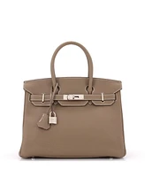 Pre-Owned HERMES Birkin 30 Handbag Grey Togo with Palladium Hardware