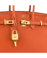 Pre-Owned HERMES Birkin 25 Handbag Orange Togo with Gold Hardware