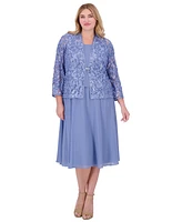 Jessica Howard Plus 2-Pc. Lace Jacket & Dress Set