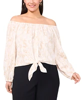 Vince Camuto Plus Off-The-Shoulder Tie-Hem Blouse