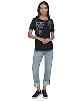 Karl Lagerfeld Paris Women's Embellished Graphic T-Shirt