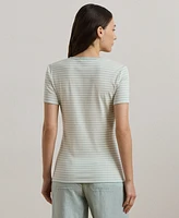 Lauren Ralph Petite Striped Stretch Cotton Crewneck Tee