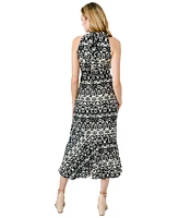 Sam Edelman Women's Ikat-Print Tie-Neck Midi Dress