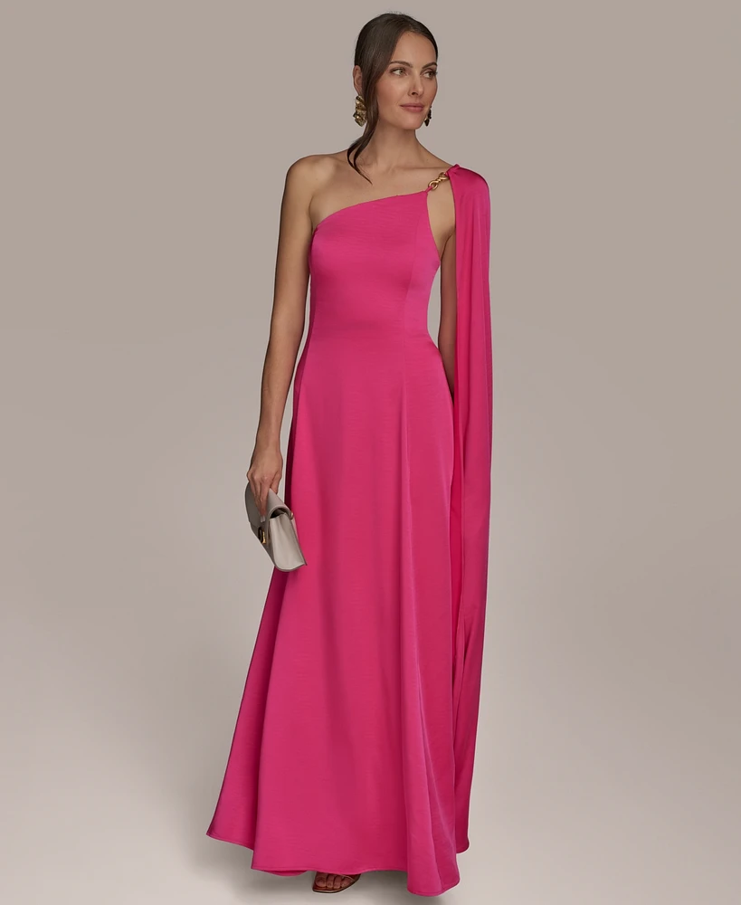 Donna Karan New York Women's Asymmetric-Neck Drape Gown