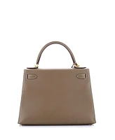 Pre-Owned HERMES Kelly 28 Handbag Grey Epsom with Gold Hardware