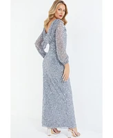 Quiz Women's Sequin cowl Front Maxi Dress