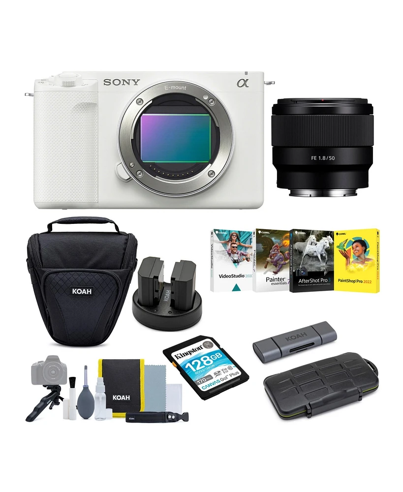 Sony Alpha Zv-E1 Mirrorless Camera with 50mm Lens (Ilczv-E1/W, White) Bundle