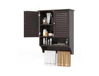 2-Door Bathroom Wall-Mounted Medicine Cabinet with Towel Bar for Convenient Storage and Organization