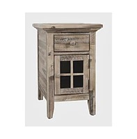 Rustic Shores Distressed Acacia Usb Charging Chairside End Table