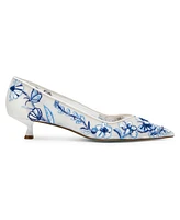 Betsey Johnson Santo Embroidered Kitten Heel Pumps