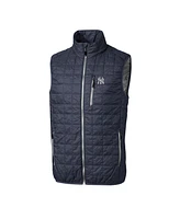 Cutter & Buck Men's Heathered Navy New York Yankees Rainier Full-Zip Puffer Vest