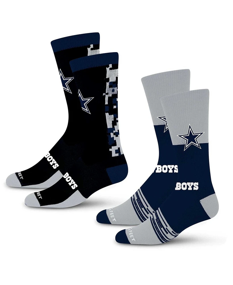 For Bare Feet Men's and Women's Dallas Cowboys Digi Split Crew Socks 2-Pack Set